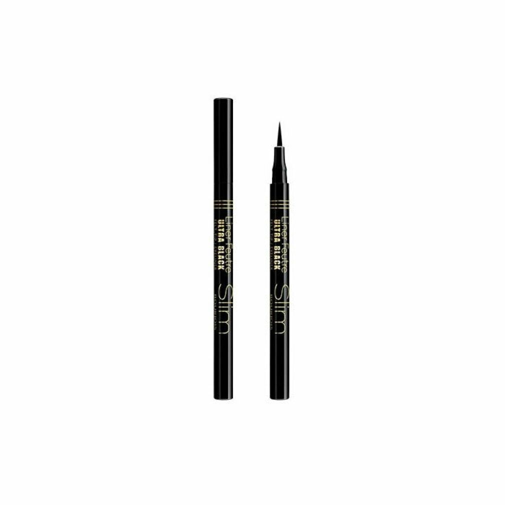 Schwarzer Eyeliner mit Kappe und Spitze. Aufschrift: Liner Feutre Ultra Black Slim.