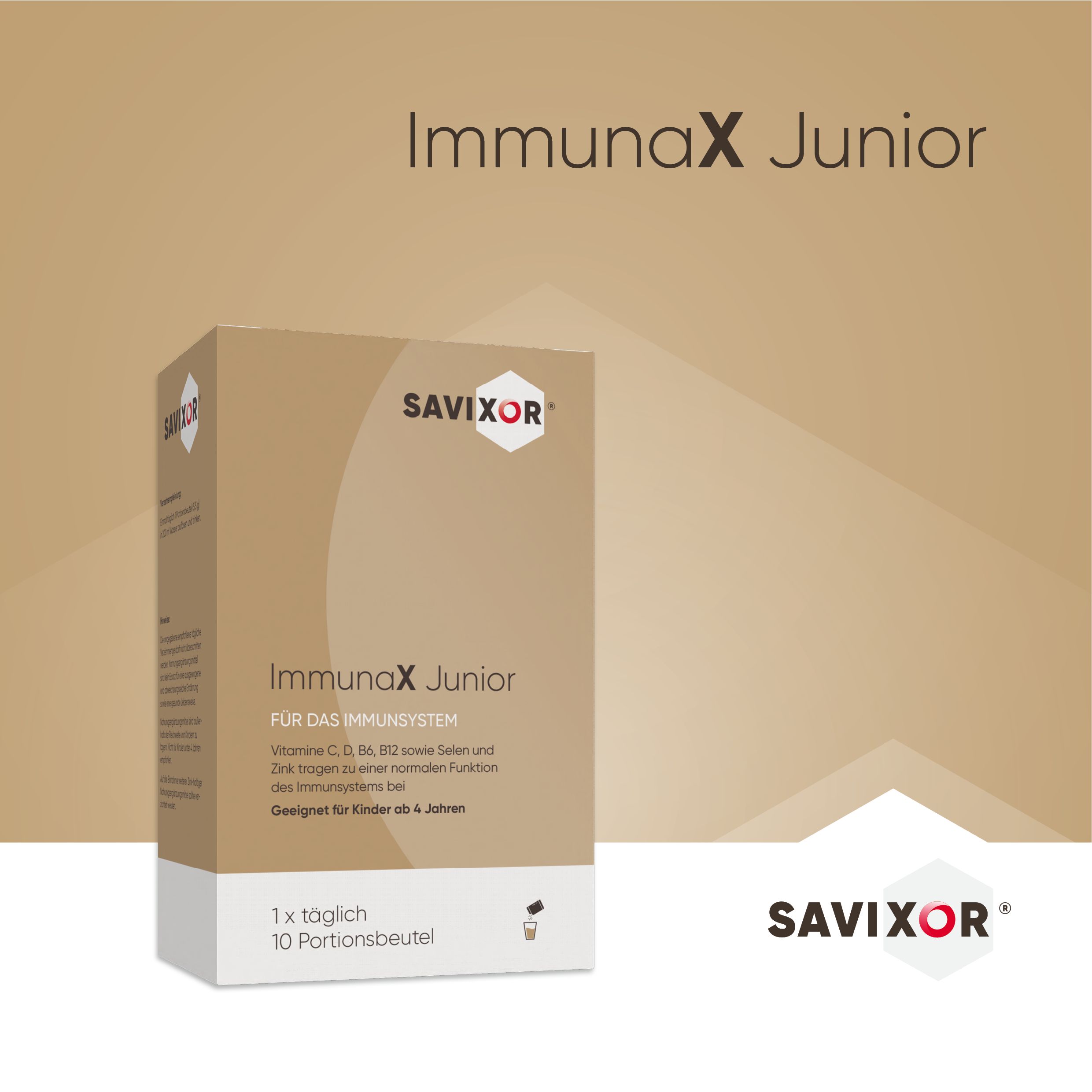 Savixor ImmunaX Junior Mineralstoff- und Vitamin Komplex für Kinder 10x5,5 g Pulver zur Herstellung einer Lösung zum Einnehmen