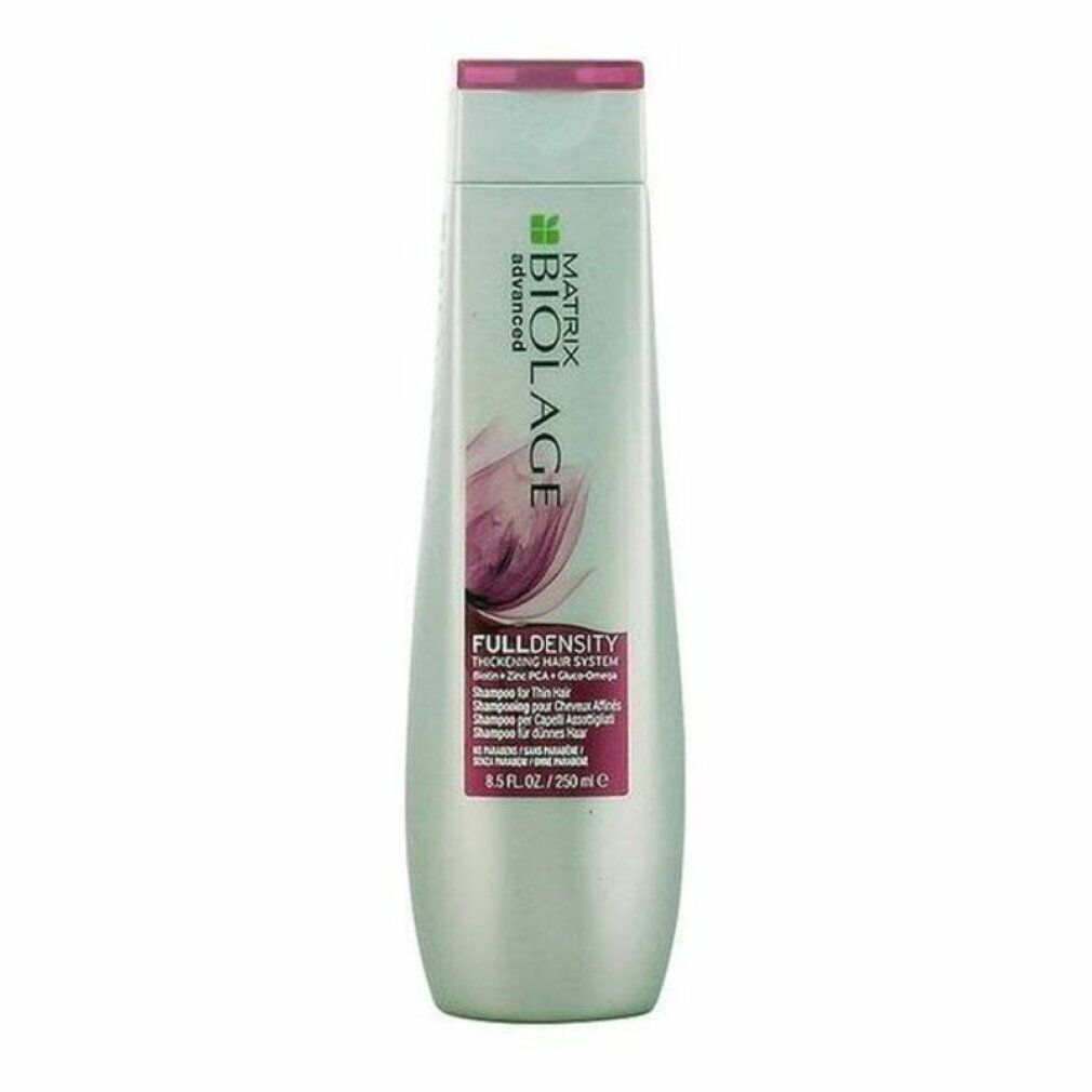Shampoo-Flasche mit rosa Deckel. Aufschrift: Matrix Biolage FullDensity. 250 ml.
