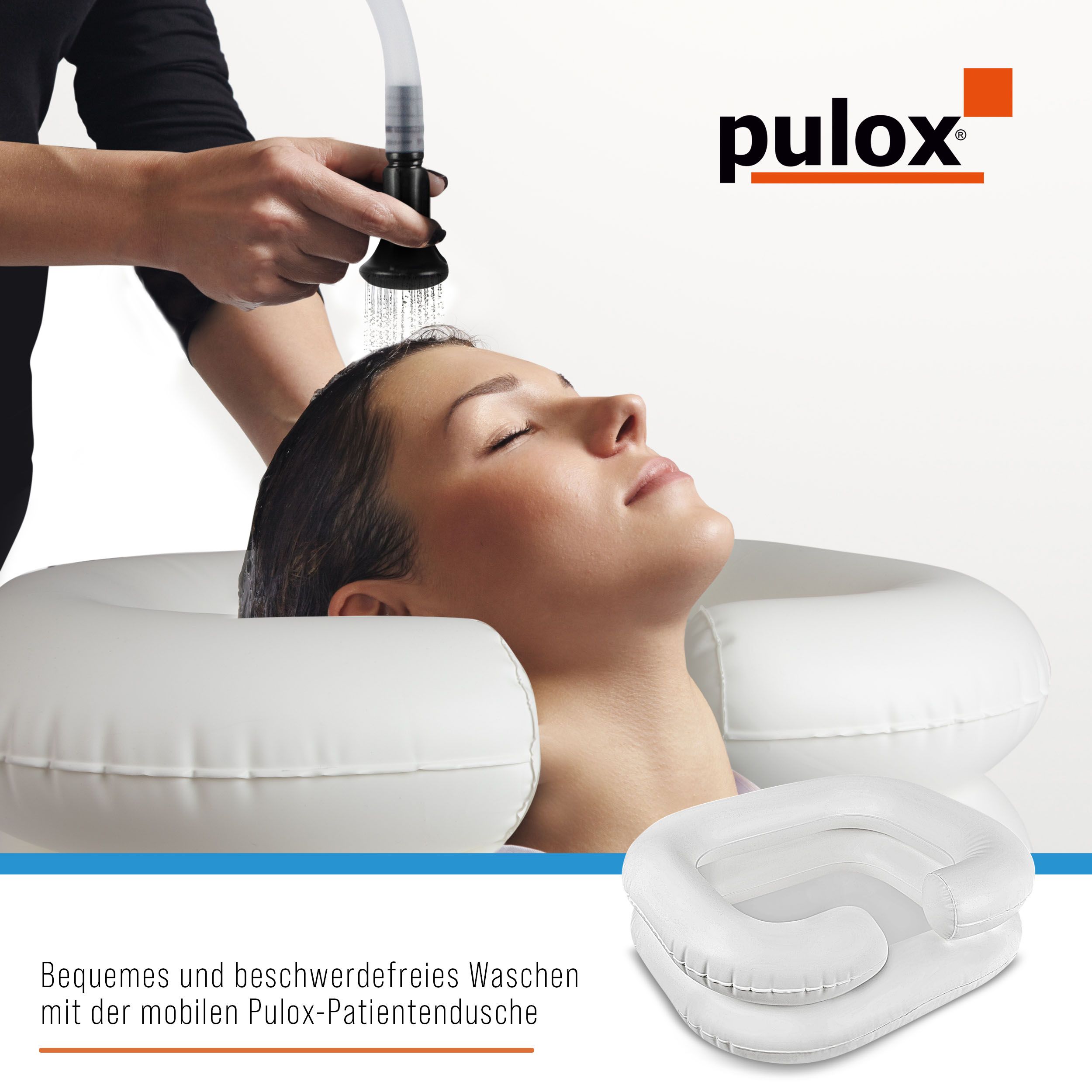 Pulox Haarwaschbecken - Mobile Patientendusche im Komplett-Set mit Zubehör