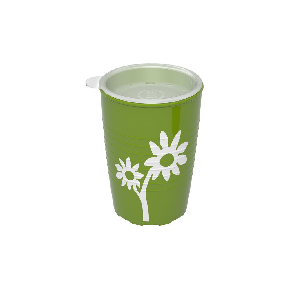 Ornamin Becher mit Antirutsch-Trick Blume therapeutischem Trinkaufsatz, bruchstabil 1 St