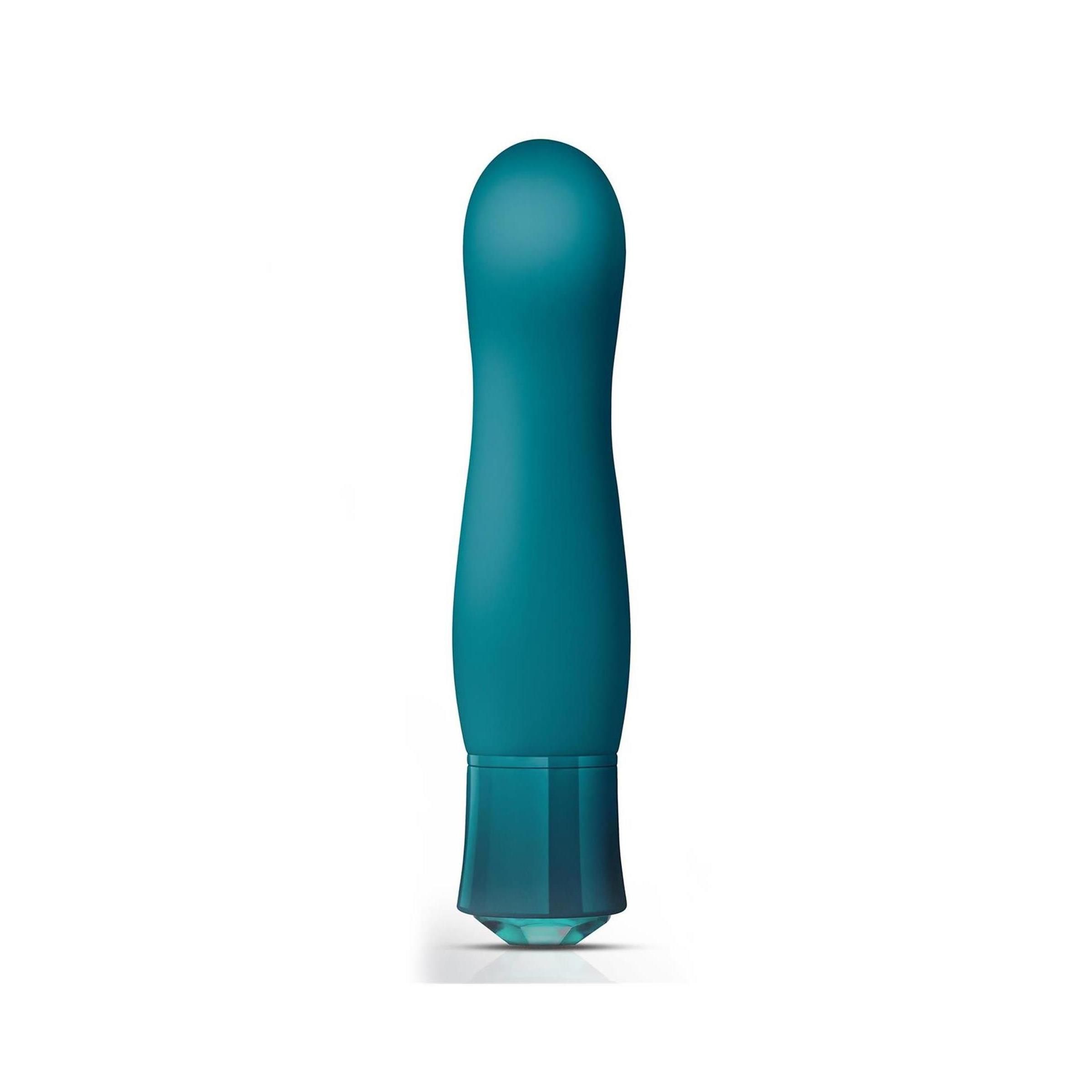 Türkisfarbener Vibrator mit Kristallspitze.