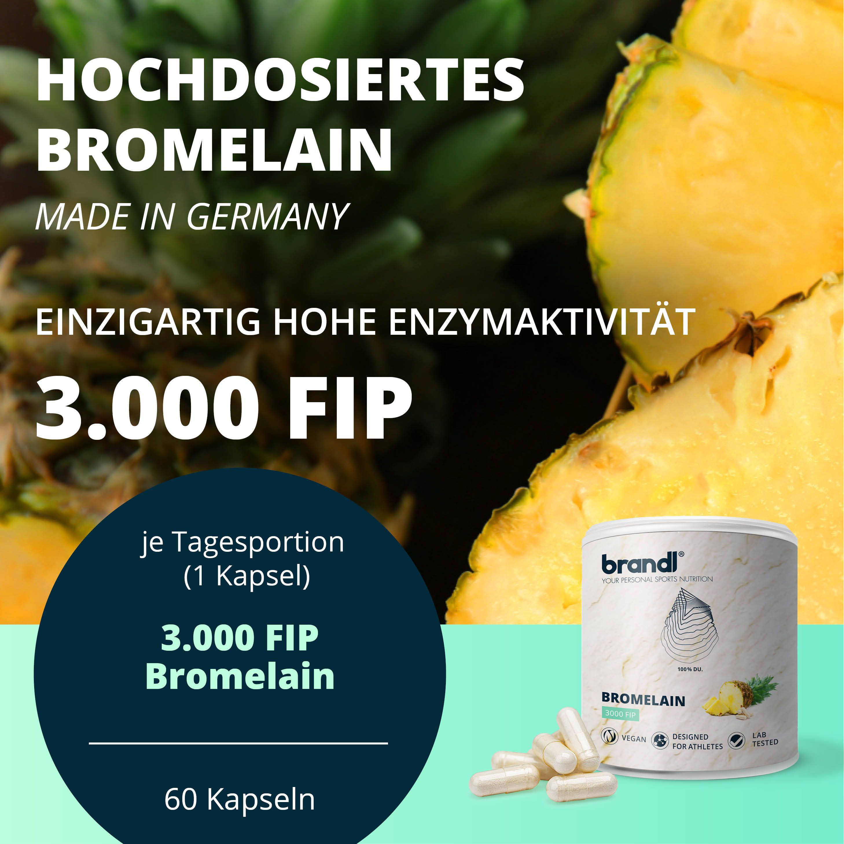 brandl® Bromelain | Natürliche Enzyme aus der Ananas 60 St Kapseln