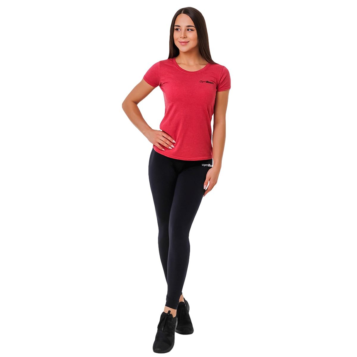 GymBeam T-Shirt Damen Slim Kurzarm mit rundem Ausschnitt Vintage Red