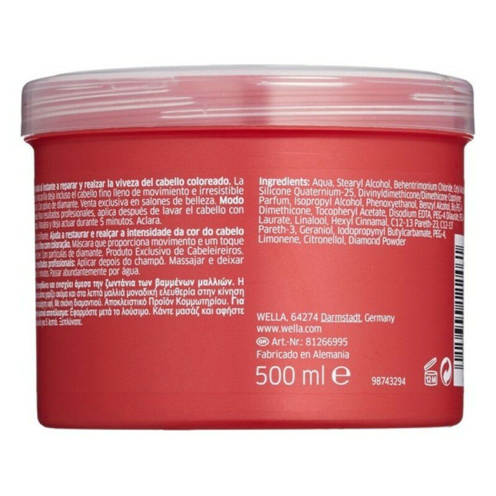 Rote Dose mit weißem Deckel. Rückseite mit Text und Inhaltsstoffen. 500 ml.