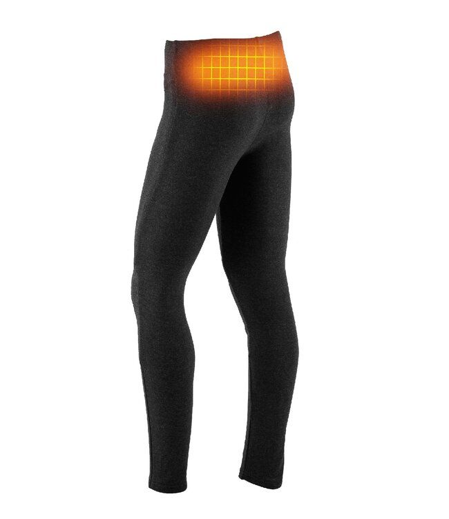 Dunkelgraue Thermohose. Heizbereich im Lendenbereich. Rückansicht.