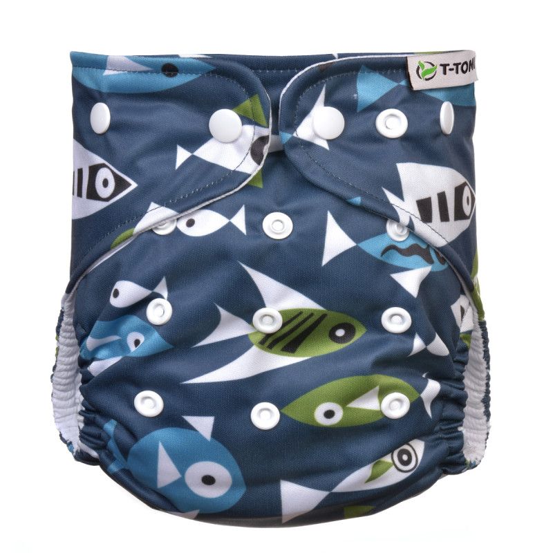 T-TOMI Höschenwindel AIO - Wickel Set Druckknöpfe Fish