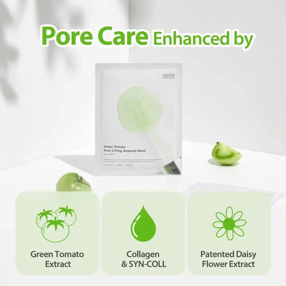 SUNGBOON EDITOR Green Tomato Pore Lifting Ampoule Maske