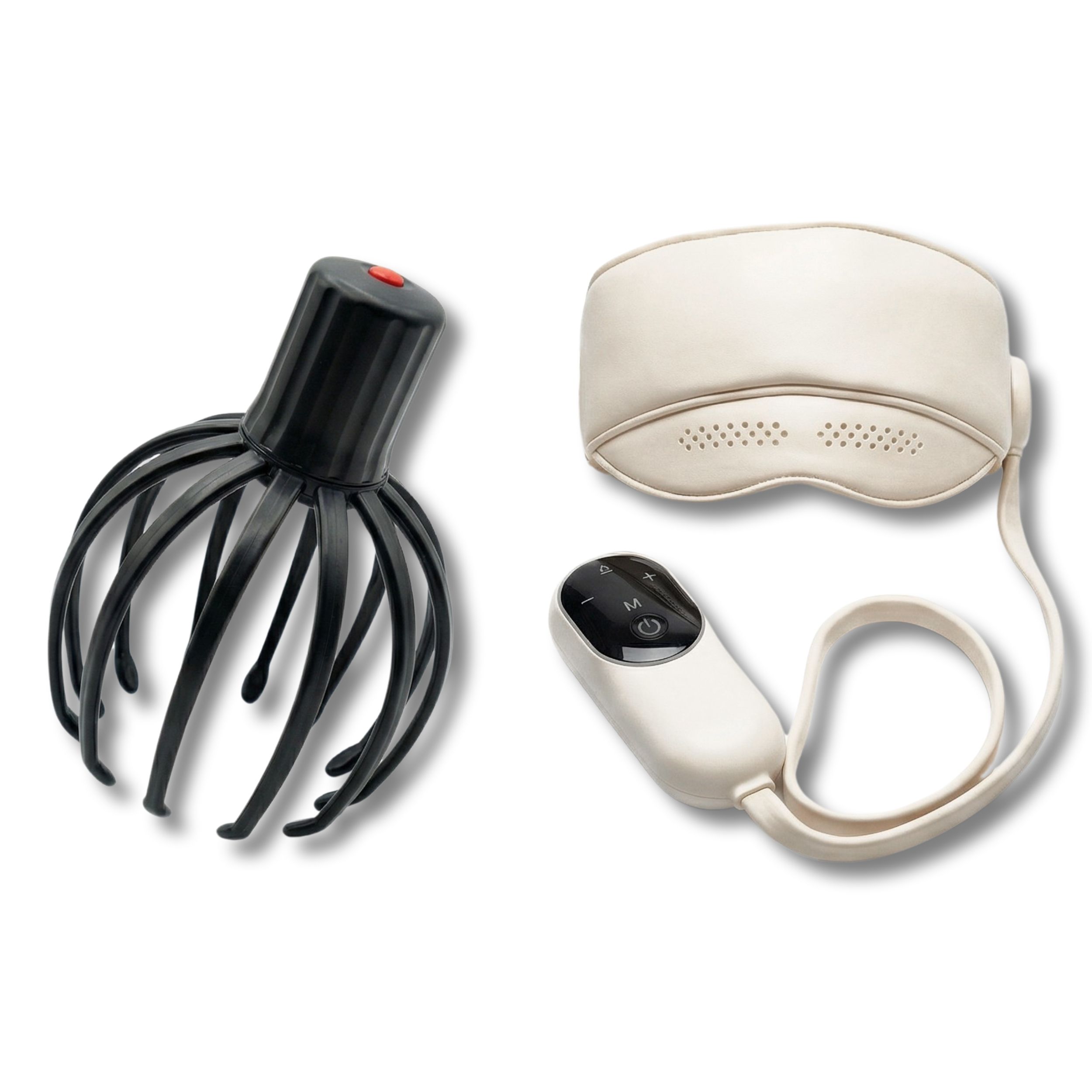 Entspannungsset für Kopf & Augen – 360° Kopfhaut-Massager + Beheizte Augenmaske 100x100 cm
