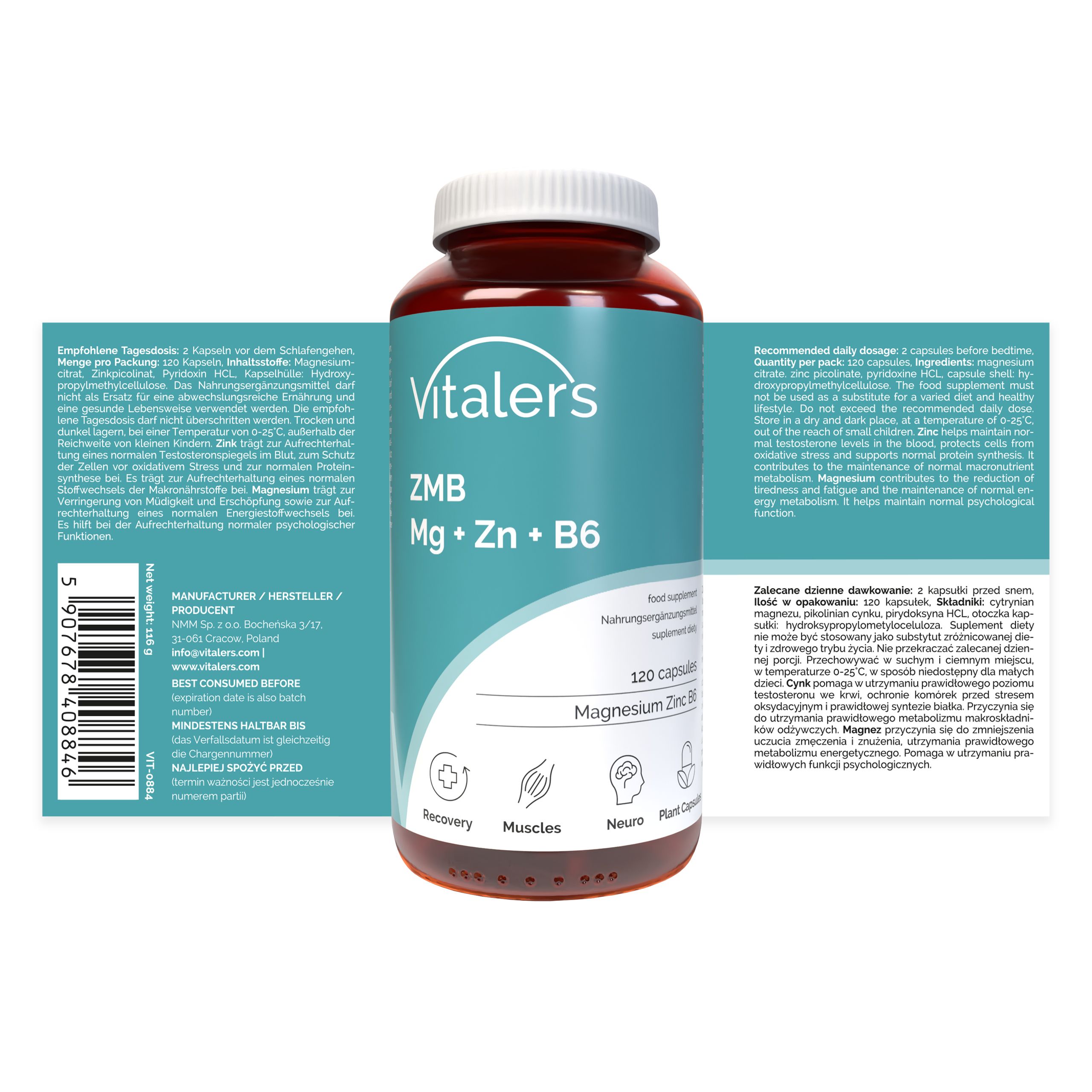 Vitaler’s ZMB Magnesium 240 mg + Zink 15 mg + Vitamin B6 6 mg