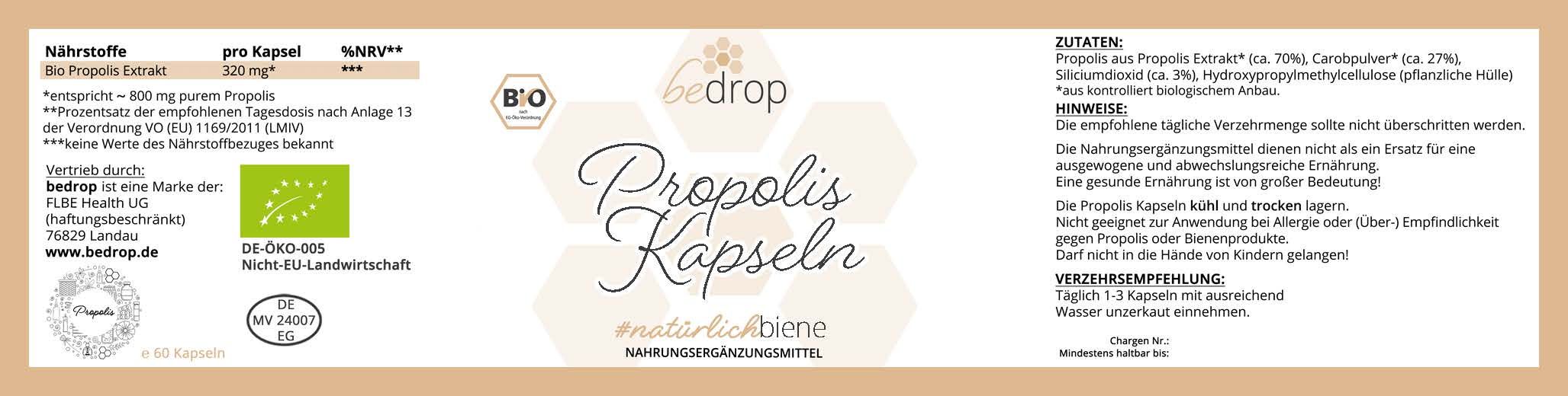 bedrop: Derma Set | Propolis Tinktur, Seife, Kapseln & Creme | Für Kinder & Erwachsene