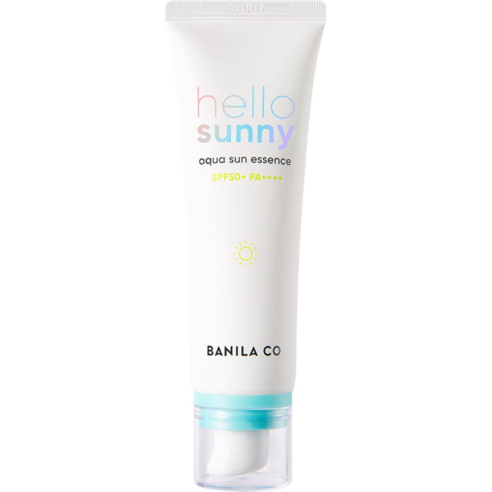 Weiße Tube mit BANILA CO Hello Sunny Aqua Sun Essence SPF50+ PA++++.