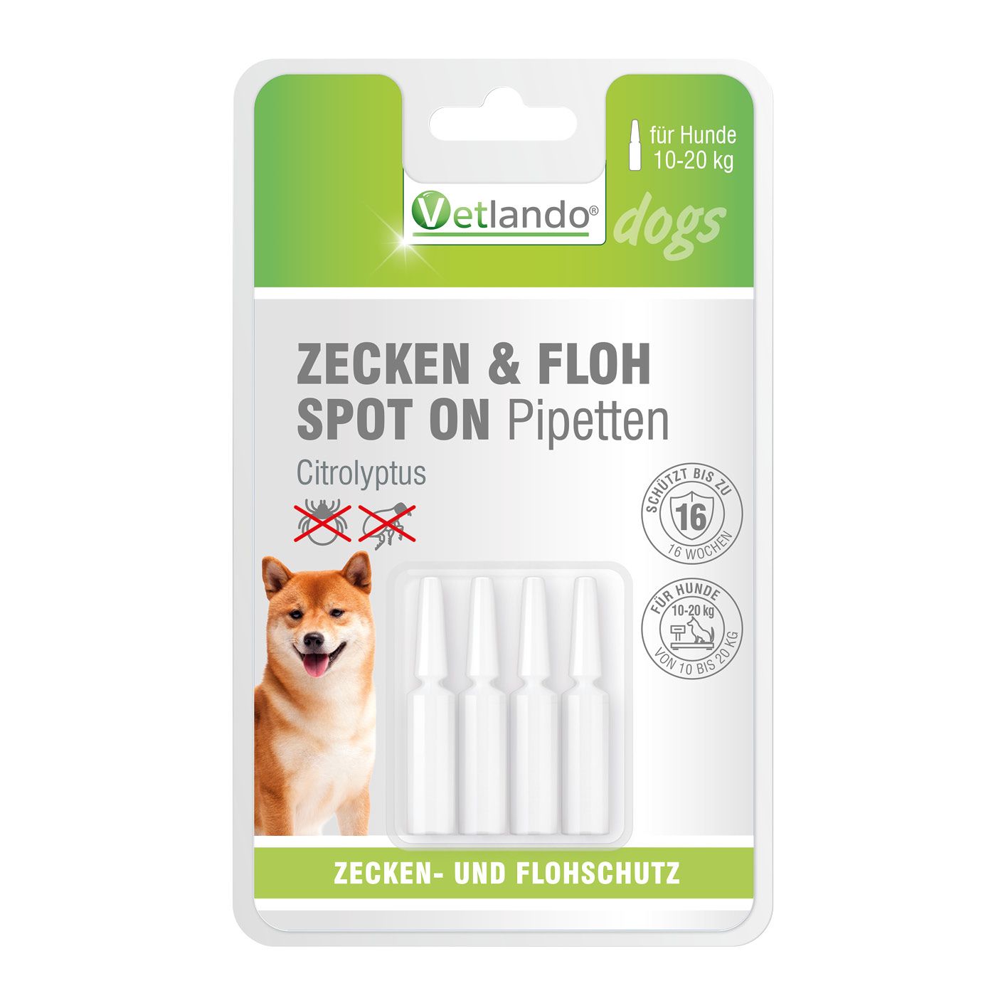 Vetlando Citrolyptus Zecken- und Floh Spot On Pipetten für Hunde 2 St Einzeldosispipetten
