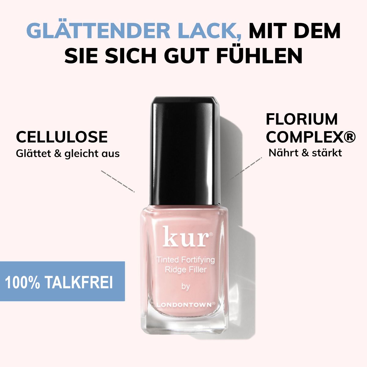 LONDONTOWN Kur Tinted Fortifying Ridge Filler Glättender getönter Nagellack Petal Pink