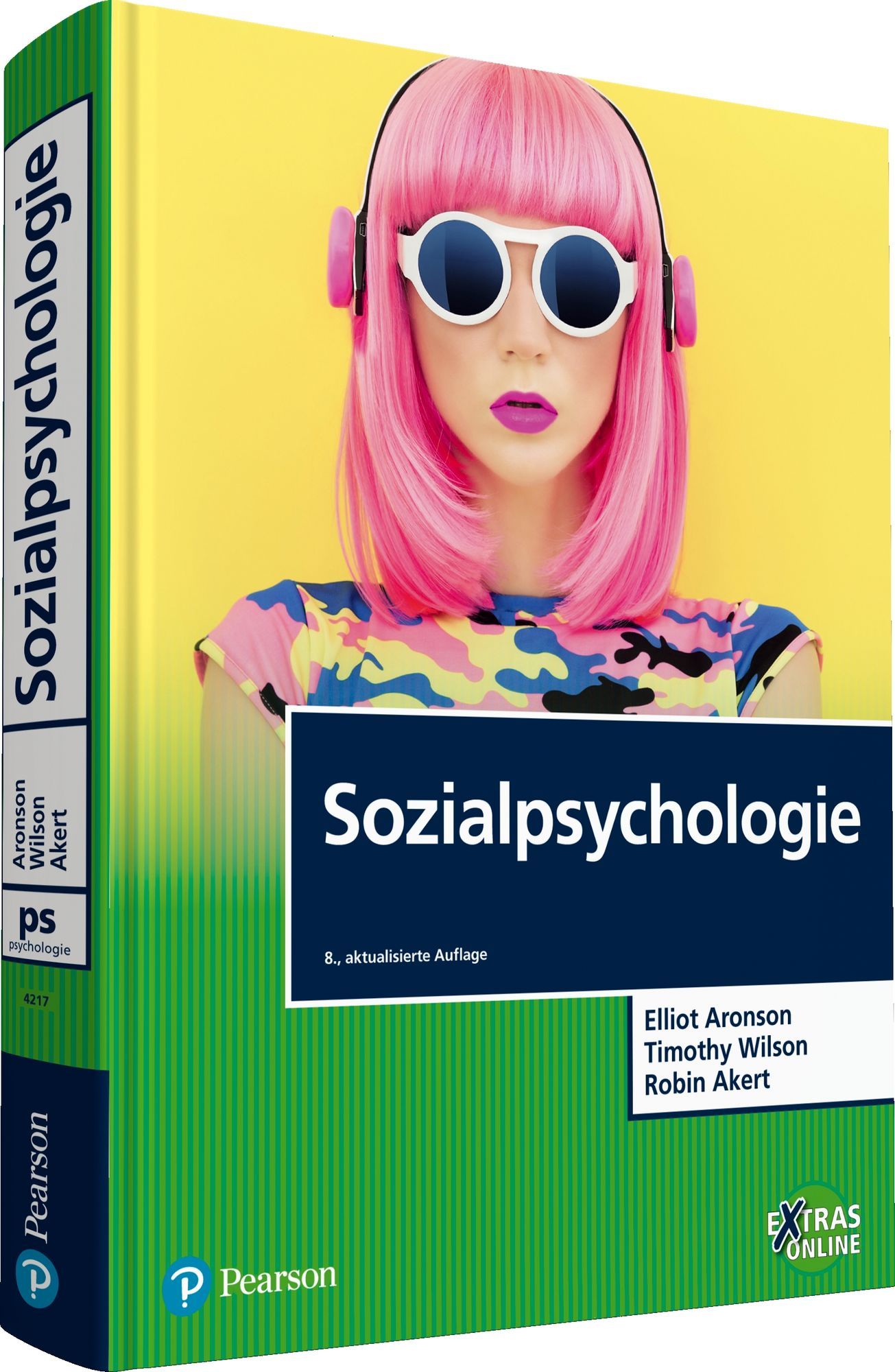 Buchcover von Sozialpsychologie. Titel in Weiß auf blauem Feld. Autoren: Aronson, Wilson, Akert. Pearson-Logo unten links.