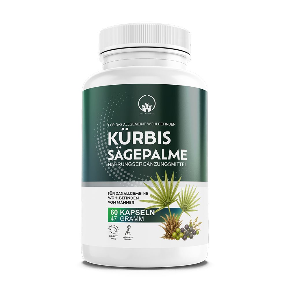 Saint Nutrition® Kürbiskern Sägepalme Kapseln | Unterstützung der Prosta und Blasengesundheit 60 St