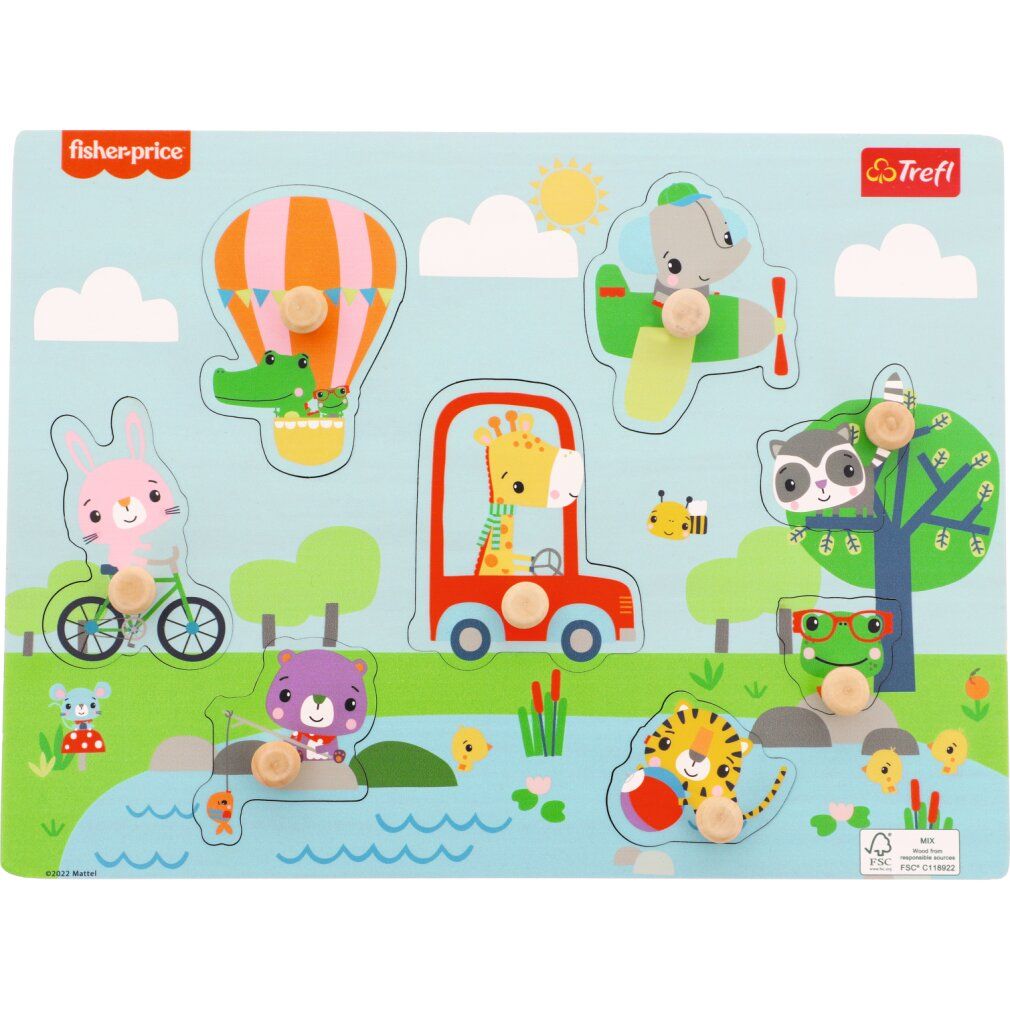 trefl Fisher Price, puzzle in legno con animali