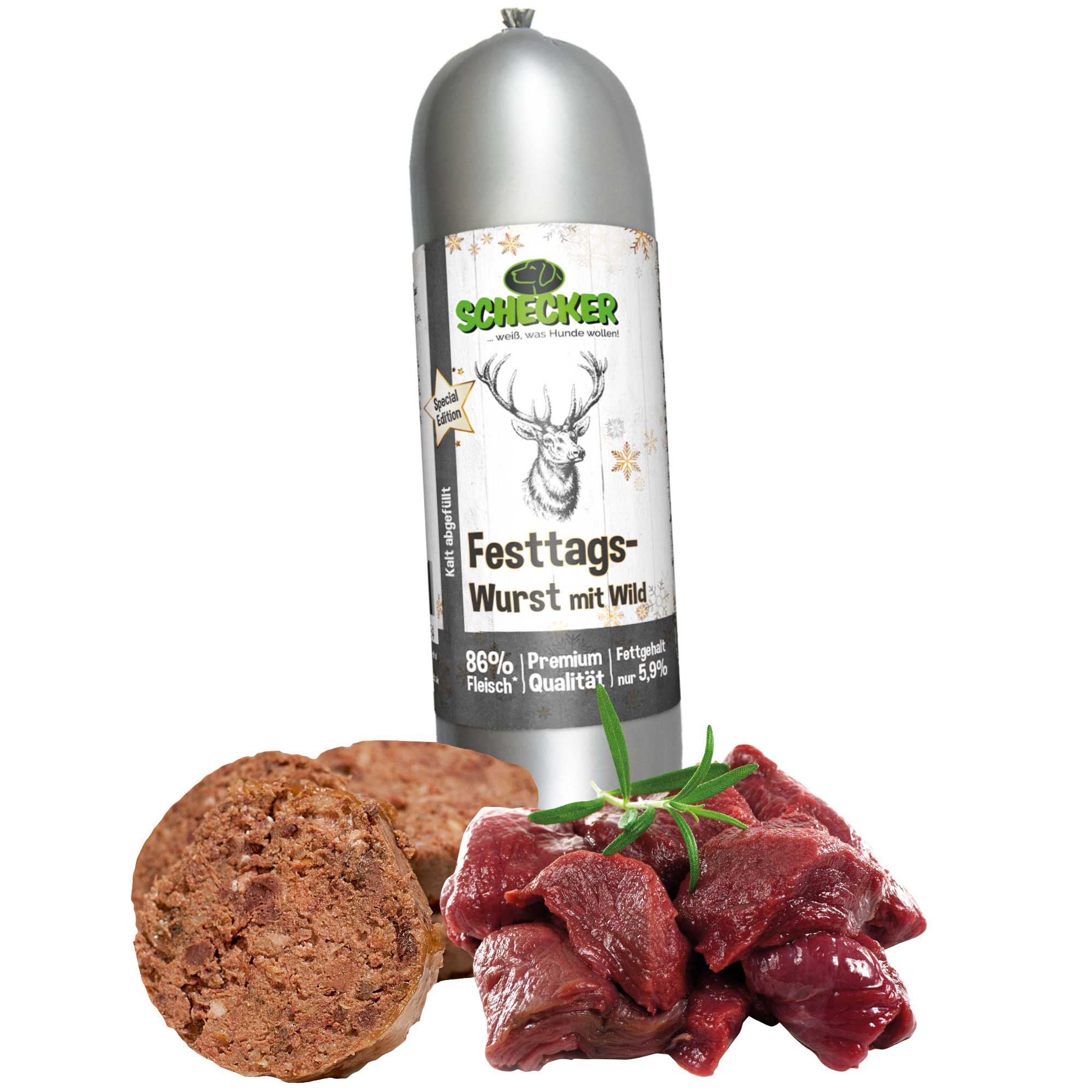 Schecker Festtags Wurst mit Wild - keine Kühlung nötig - wenig Verpackungsmüll