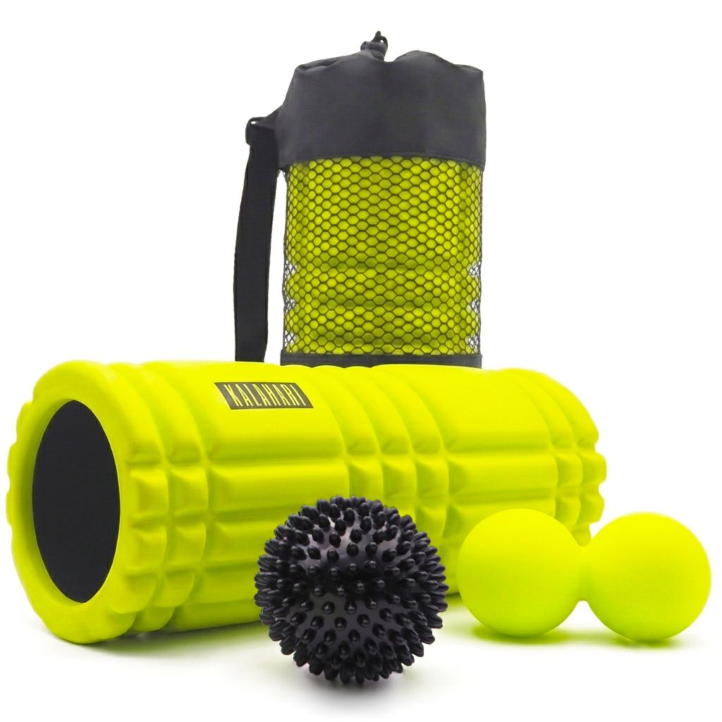 KALAHARI Foam Roller Set, 3 in 1 + Ebook esercizi, Rullo massaggio muscolare, Palla Doppia e Riccio