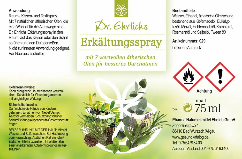 Dr. Ehrlichs Erkältungsspray mit 7 naturreinen ätherischen Ölen