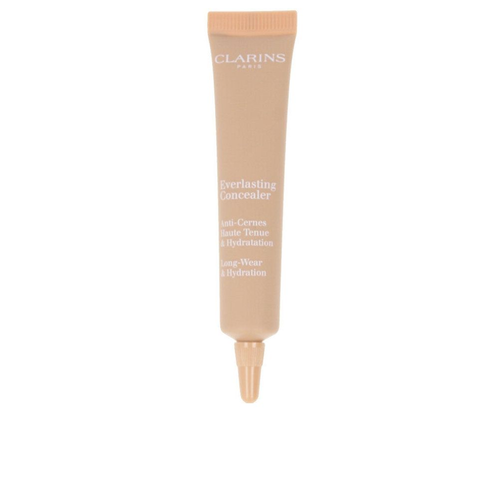 Clarins Everlasting Concealer 03 Tube. Beige, mit Applikatorspitze. Produktname und Marke sichtbar.