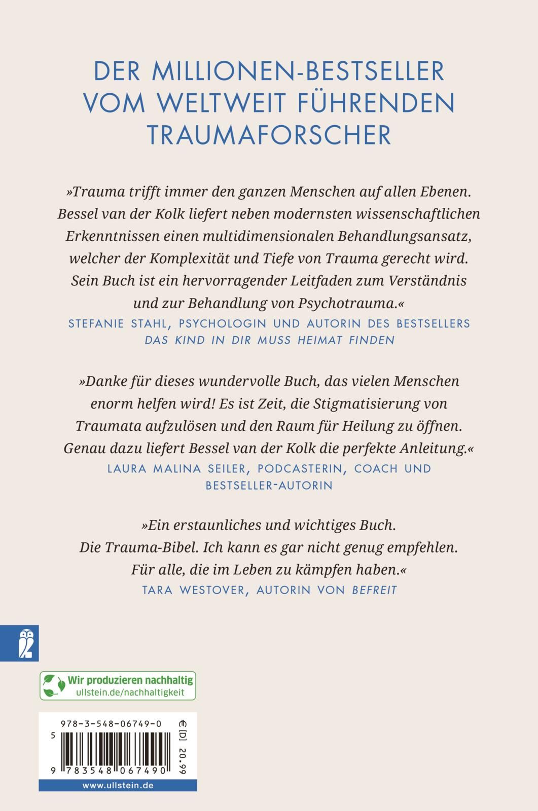 Buchrückseite. Titel: "Der Millionen-Bestseller". Textauszüge. Logo: Ullstein. ISBN-Code. Nachhaltigkeits-Hinweis.