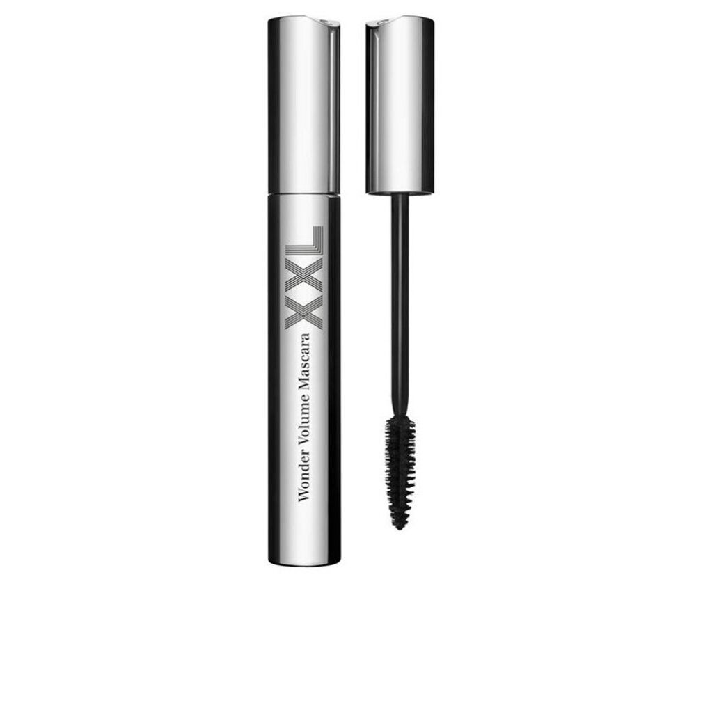 Silberne Mascarahülse mit schwarzer Bürste. Aufschrift: XXL Wonder Volume Mascara.
