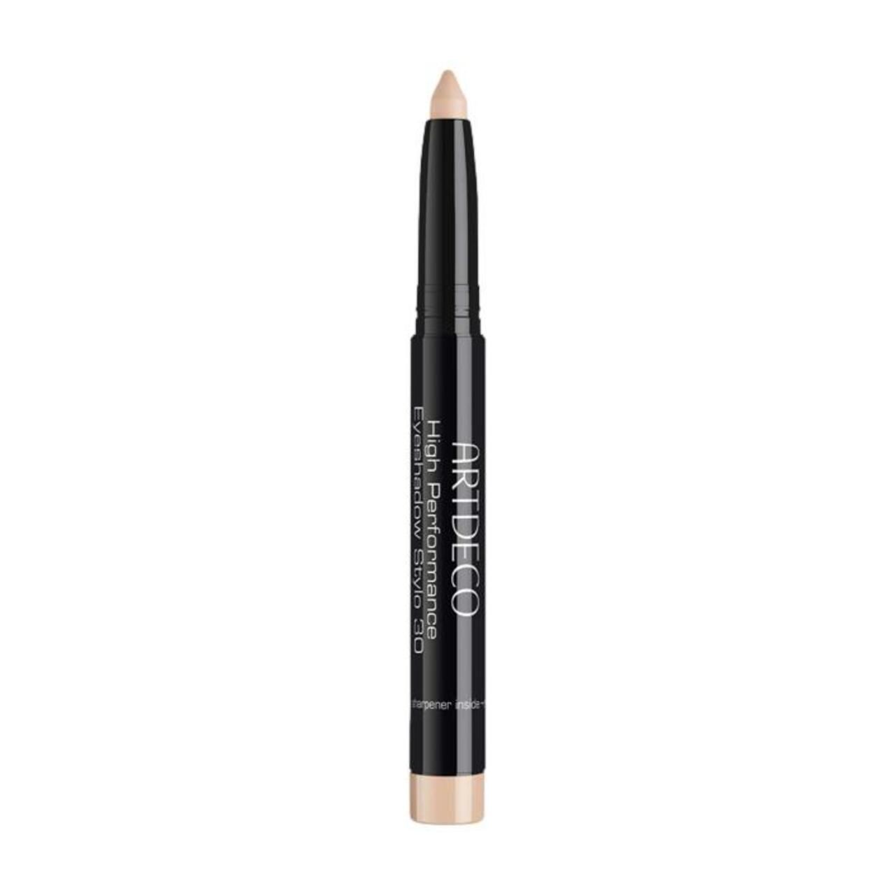 Stift-Lidschatten. Schwarzer Stift mit beiger Spitze. Schriftzug: ARTDECO, High Performance Eyeshadow Stylo 3D.