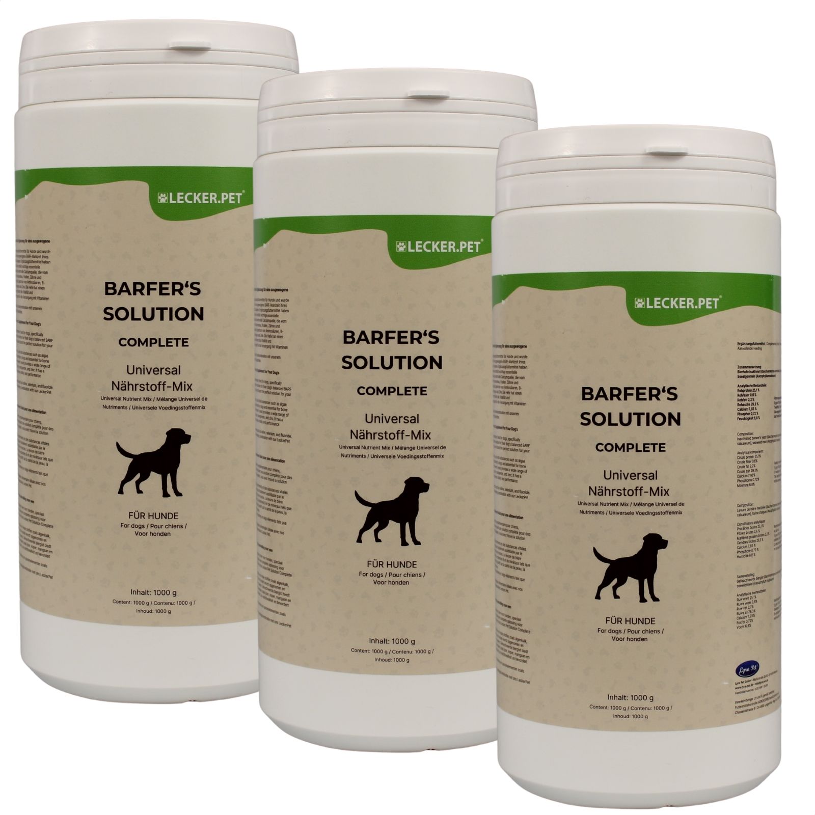 Lecker.Pet® Barfer's Solution Complete Universal Nährstoff Mix Pulver für Hunde 3 kg Nicht relevant