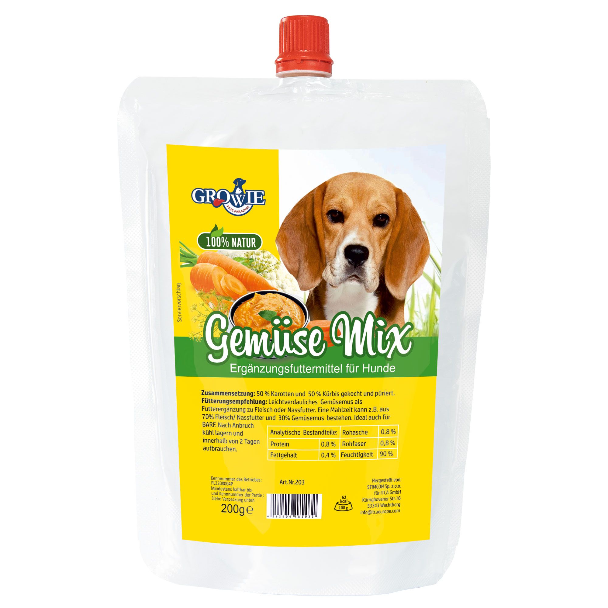 Growie Gemüse-Topper für Hunde - Gemüse-Obst-Mix mit Haferflocken