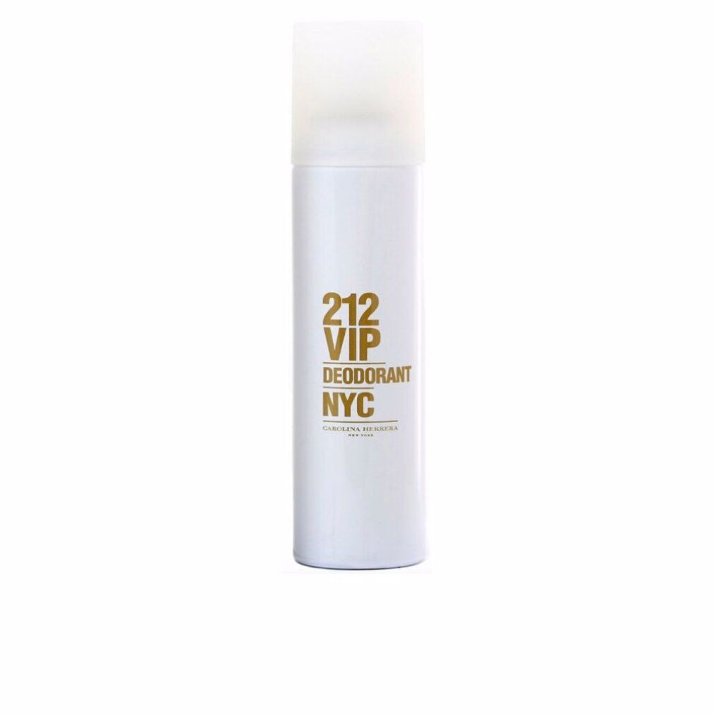 Weißes Deodorant-Spray 212 VIP mit goldfarbenem Schriftzug. Zylindrische Form mit Sprühkopf.