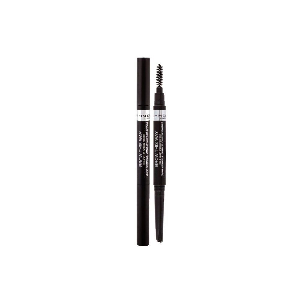Doppelstift. Rimmel London Brow This Way Fill And Sculp Eyebrow Definer. Bürste und Stift. Schwarze Farbe.