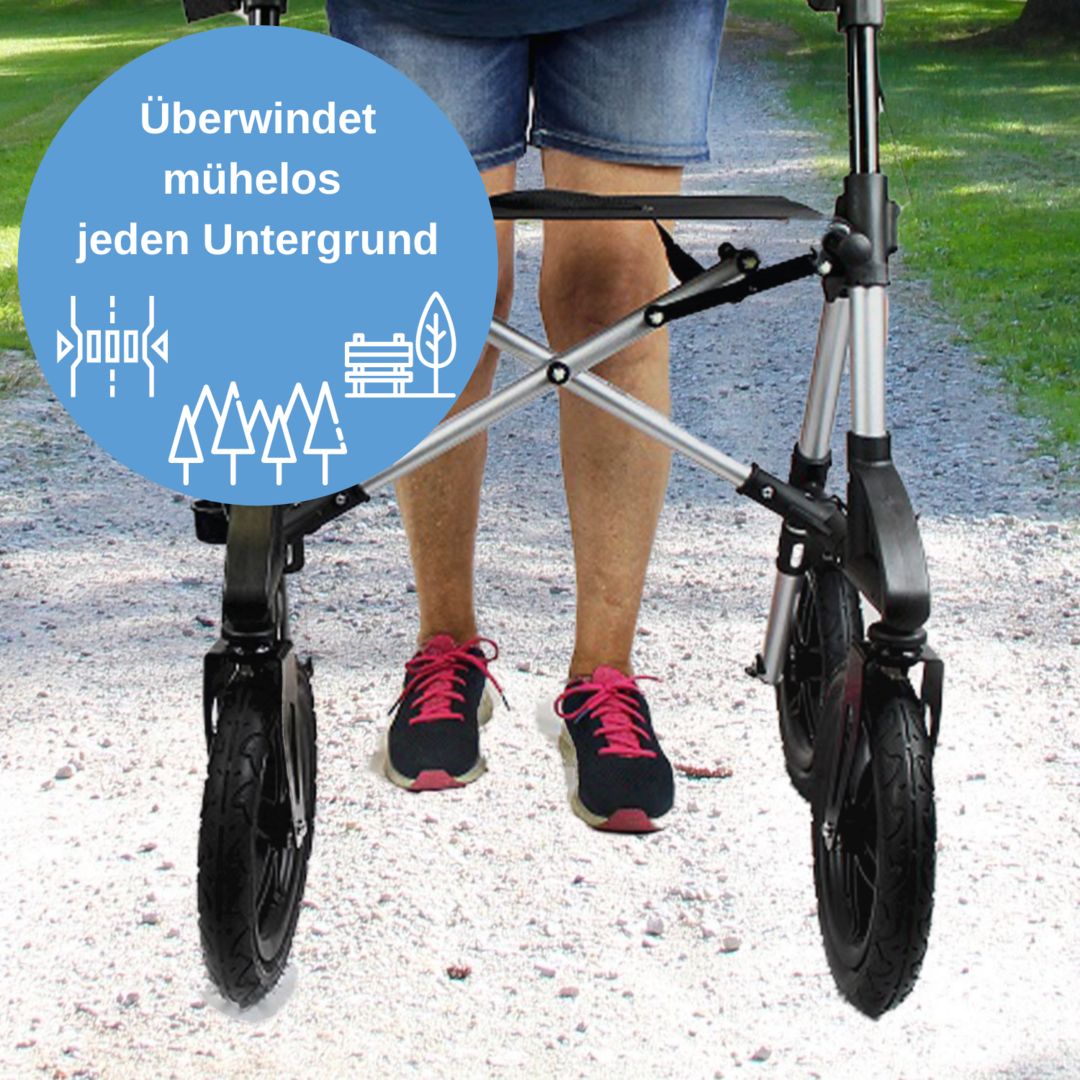 Tabas Outdoor-Rollator Premium - Luftbereift Silber L
