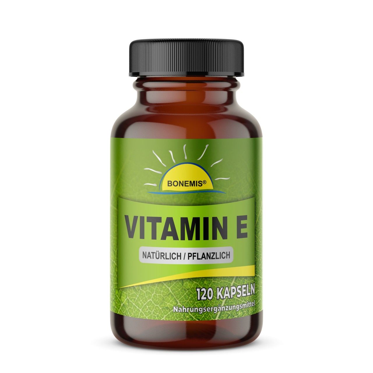 Bonemis® Vitamin E (natürlich / pflanzlich hochdosiert), vegane Kapseln im Glas 0,064 kg