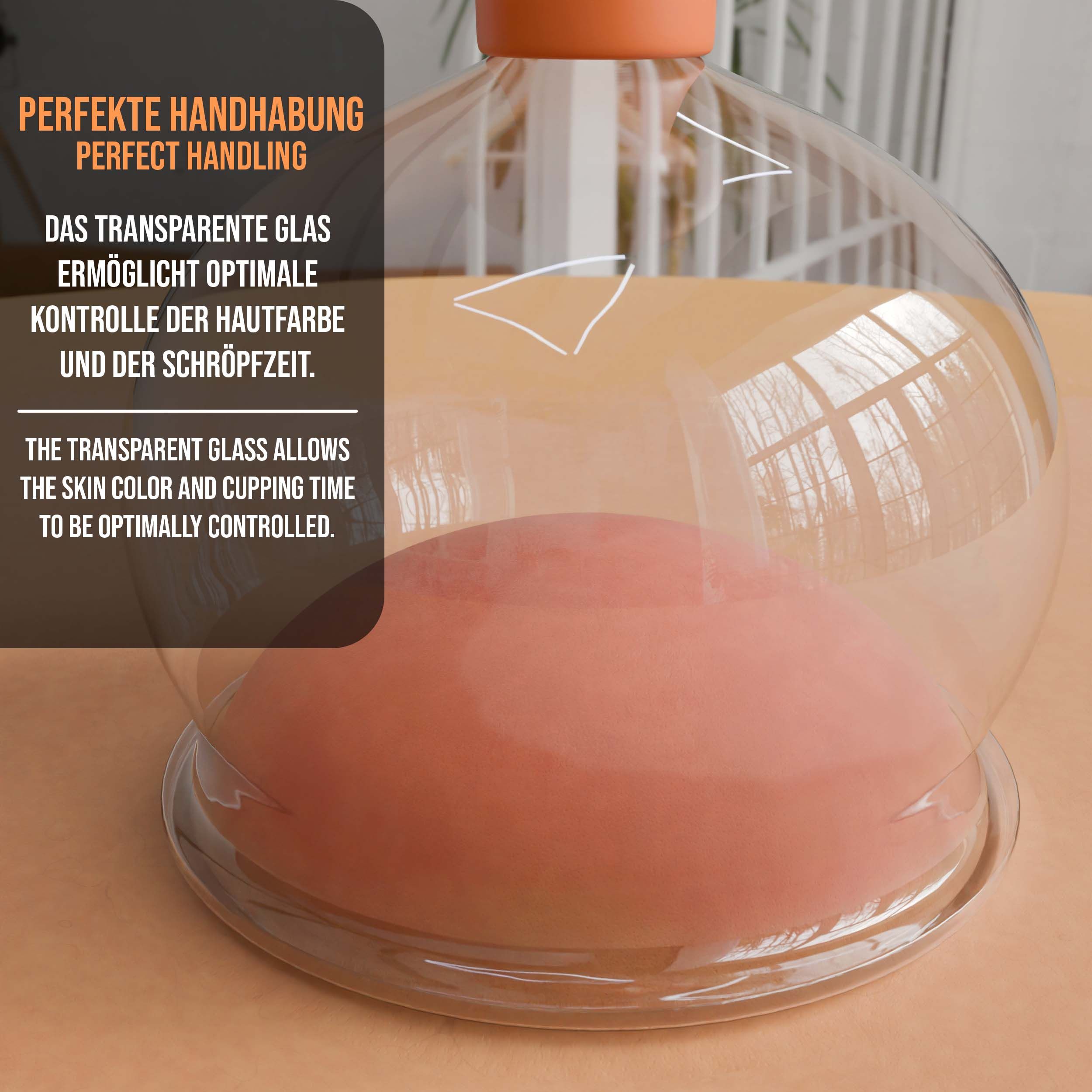 Pulox Schröpfglas aus Echtglas mit Saugball - 62mm in Braun