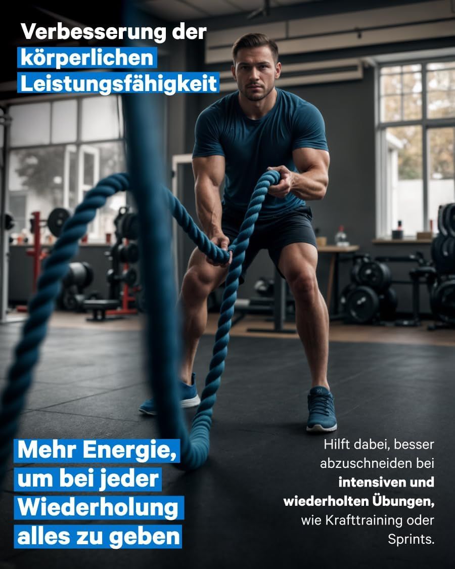 Mann trainiert mit einem Seil im Fitnessstudio, verbessert die körperliche Leistungsfähigkeit und Energie.