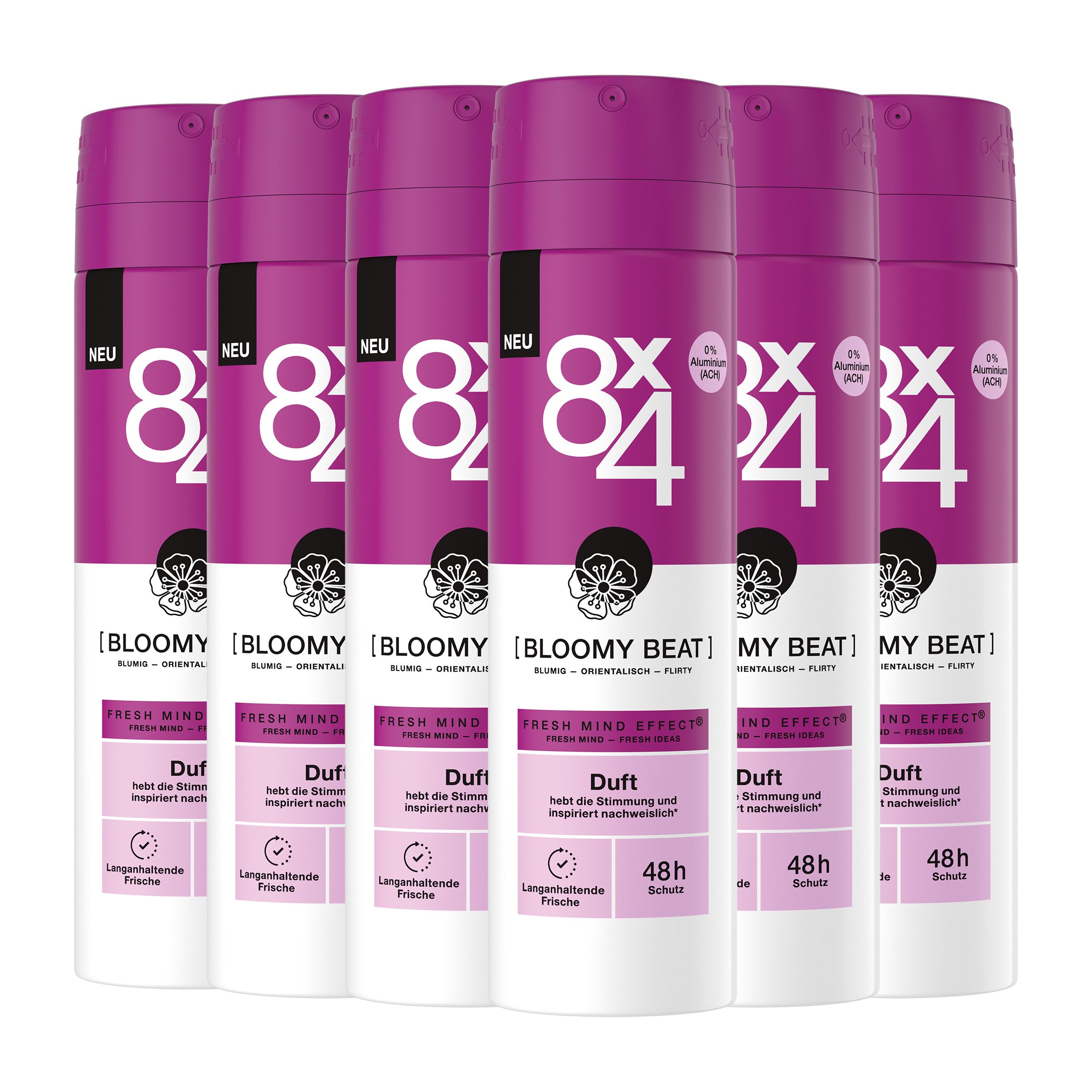 8x4 Deo Spray BLOOMY BEAT Mix aus blumig und orientalisch