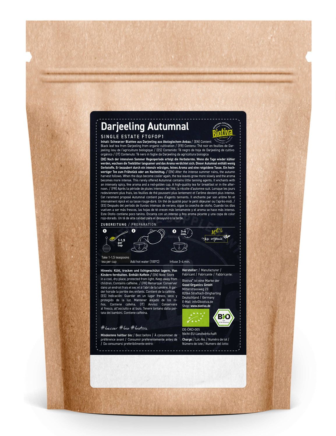 Biotiva Darjeeling Autumnal TGFOP Schwarztee Bio