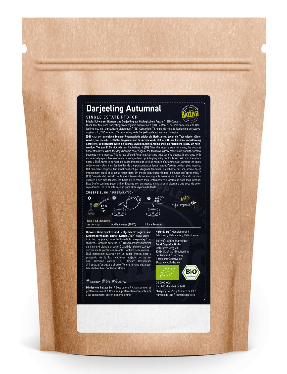 Biotiva Darjeeling Autumnal Tgfop Schwarztee Bio 100 g Tee