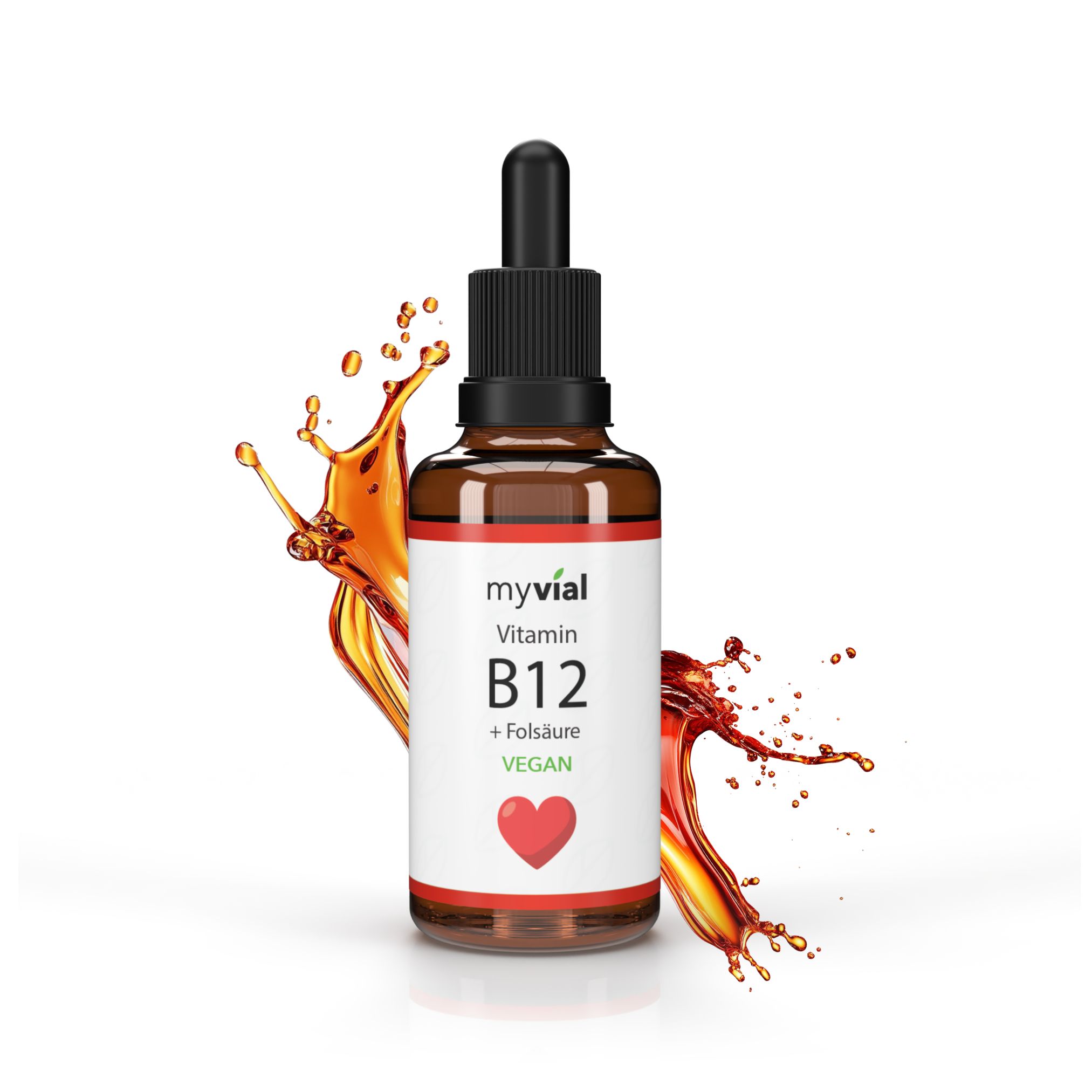 myvial® Vitamin B12 + Folsäure Tropfen 10 ml - hochdosiert mit Methyl- & Adenosylcobalamin vegan zum Einnehmen