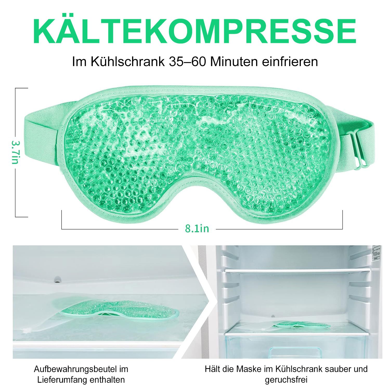 COOL-i Kühlende Gel Augenmaske,Wiederverwendbare Kompresse bei Schwellungen & Müdigkeit