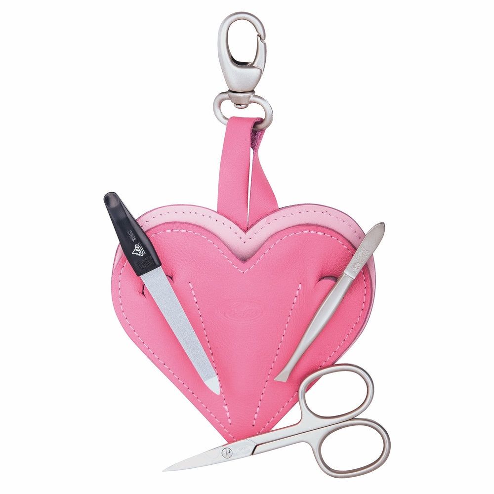 Erbe Solingen Maniküre Herzlederetui Pink mit Karabinerhaken 1 St