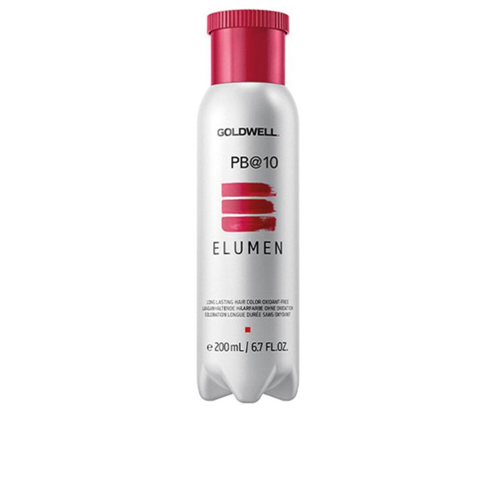 Goldwell Elumen Haarfarbe pb@10 Flasche. Weißes Etikett, roter Deckel. Text: Elumen, 200 ml, ohne Oxidation.