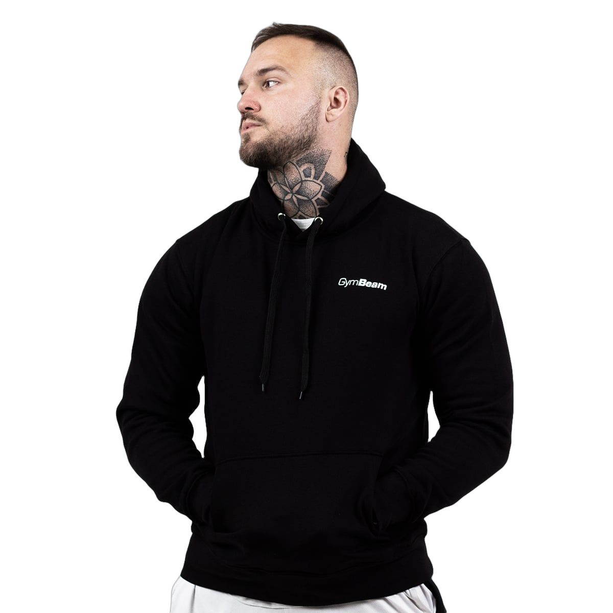 GymBeam Hoodie Herren Regular mit Kapuze und Taschen in Black White