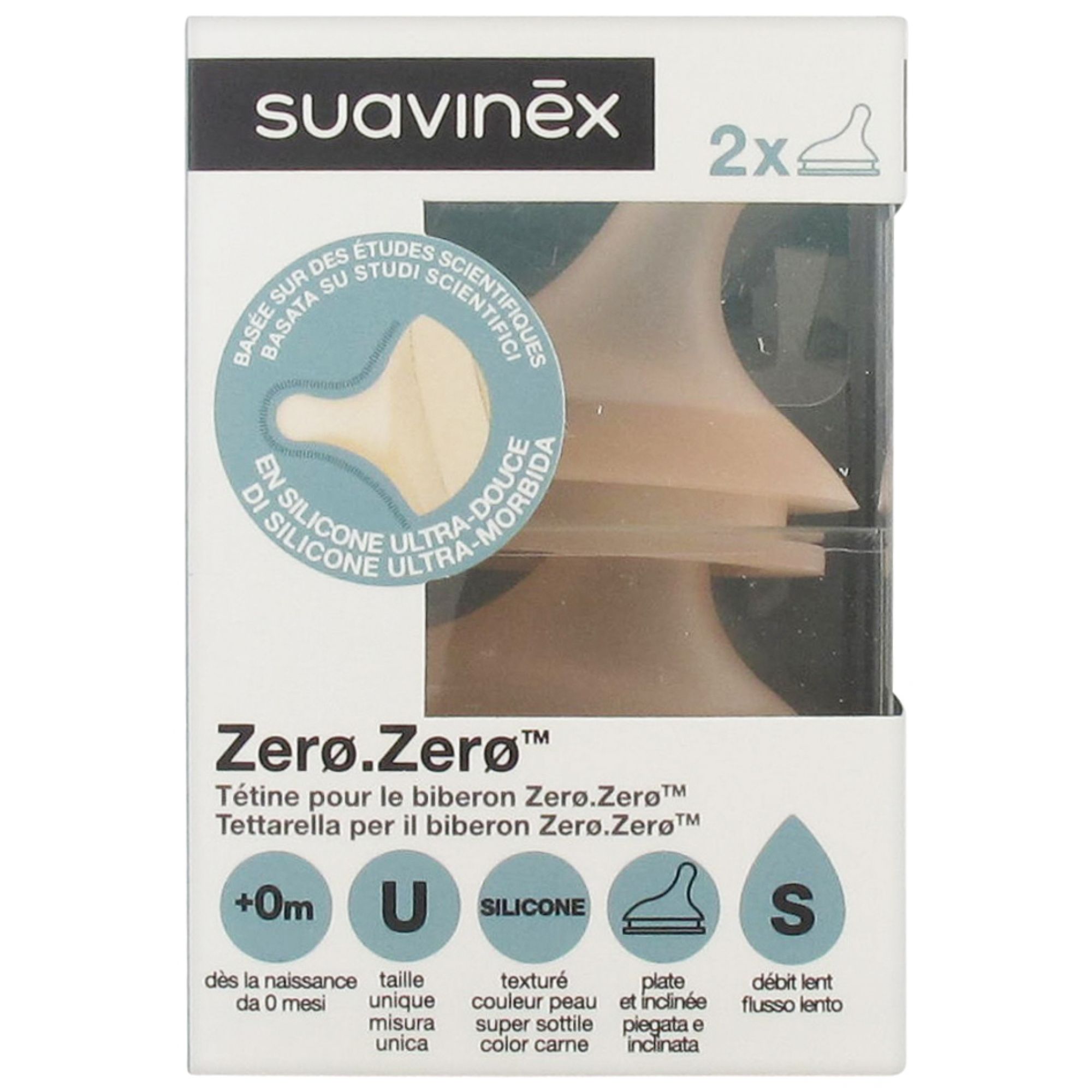 Suavinex Zero.Zero 2 Slow Flow Sauger 0 Monate und älter 9x6x6 cm