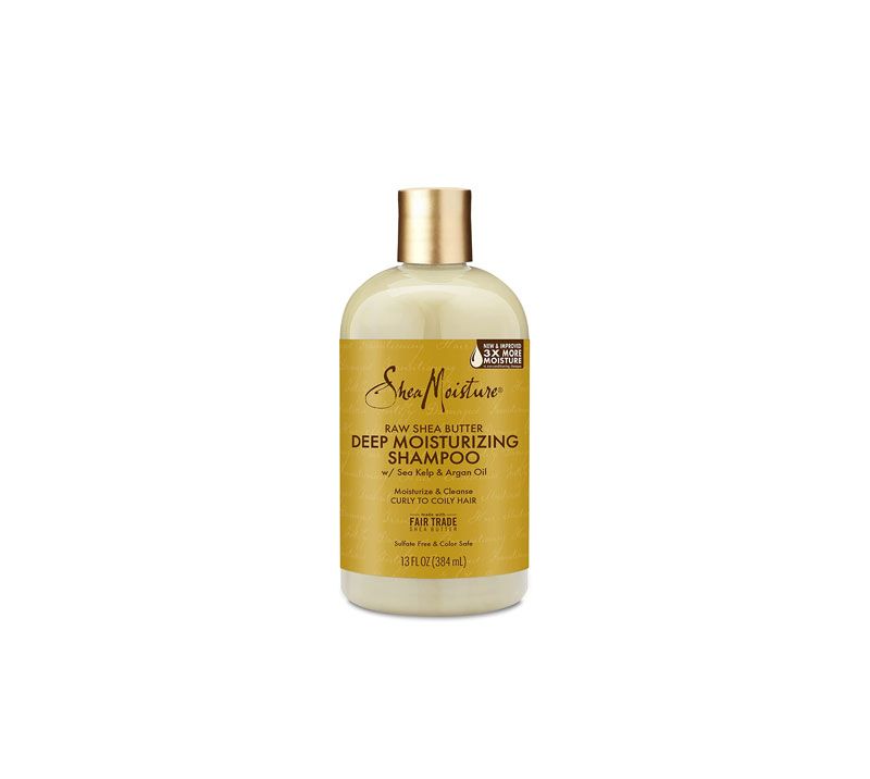 Shea Moisture Deep Moisturizing Shampoo mit Roh Shea Butter, Seetang & Arganöl für lockiges Haar.