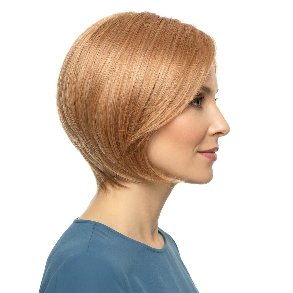 Perücke Mercedes: Blond-rote Bob-Frisur, seitlicher Blick.