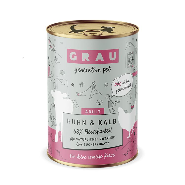 Grau Huhn & Kalb 6x400 g Futter