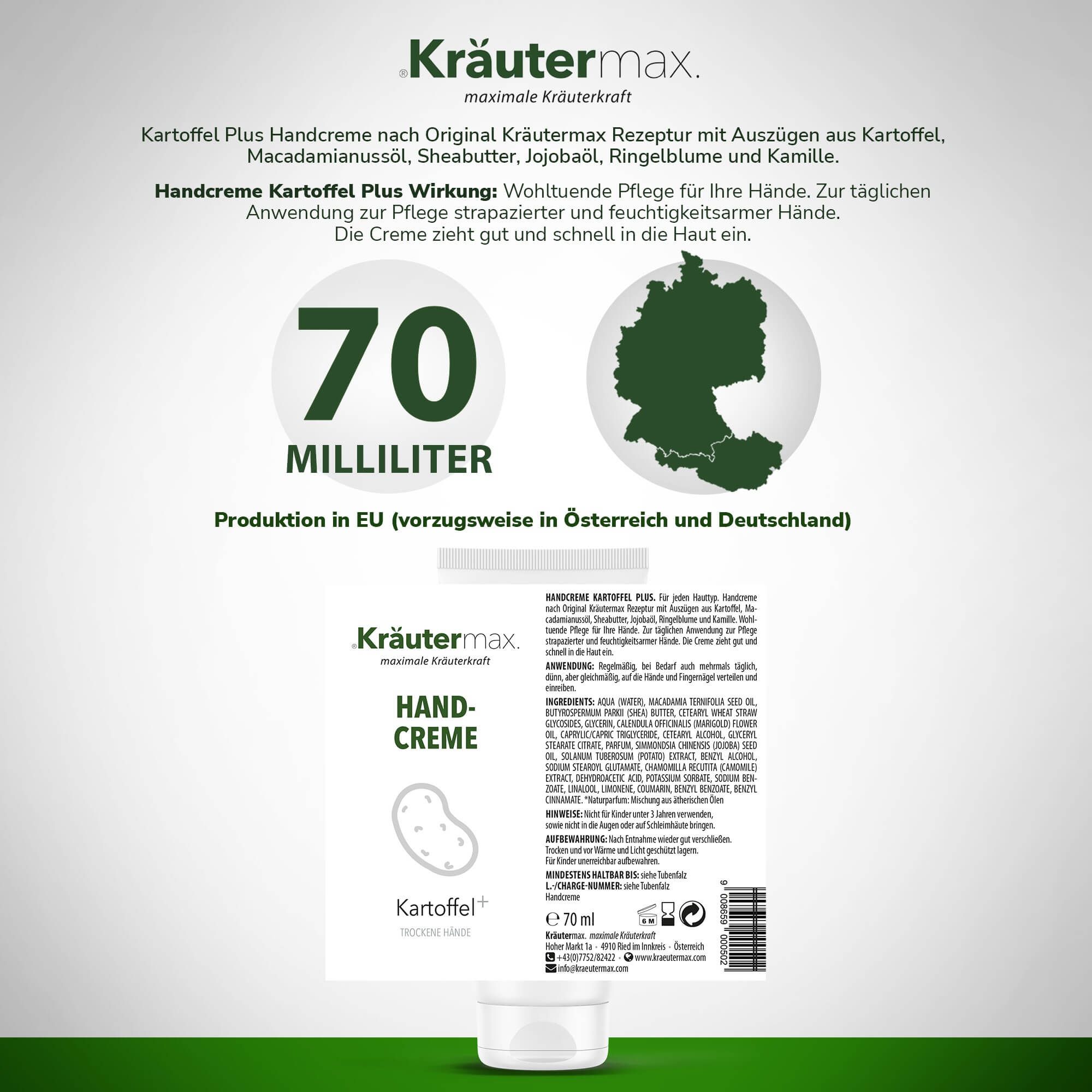 Kräutermax Handcreme Kartoffel plus 70 ml Tube