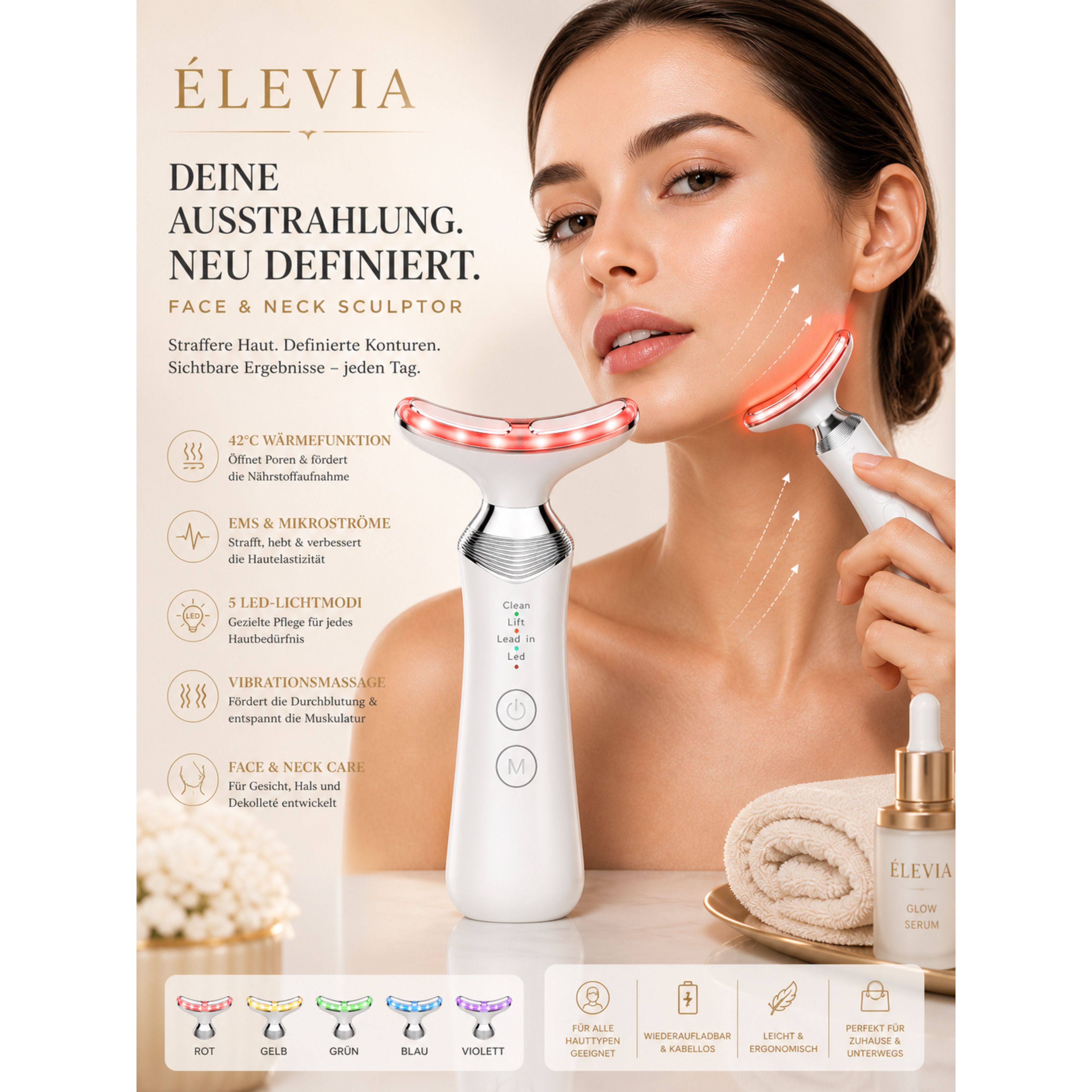 Lalano’S Cosmetics Gesichtsmassagegerät ÉLEVIA Face & Neck Sculptor